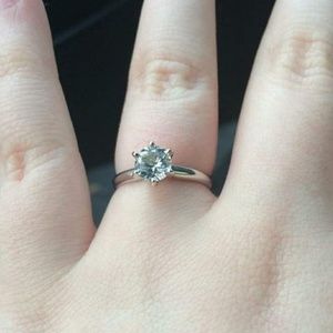 Lab-created 6mm White Sapphire 14k Gold